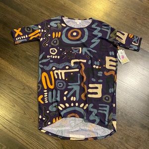 LuLaRoe Irma Purple Geometric XXS NEW NWT Tunic Shirt Top
